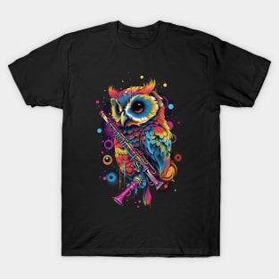 Flute Dreamscape: Psychedelic Owl's Psytrance Harmonies T-Shirt